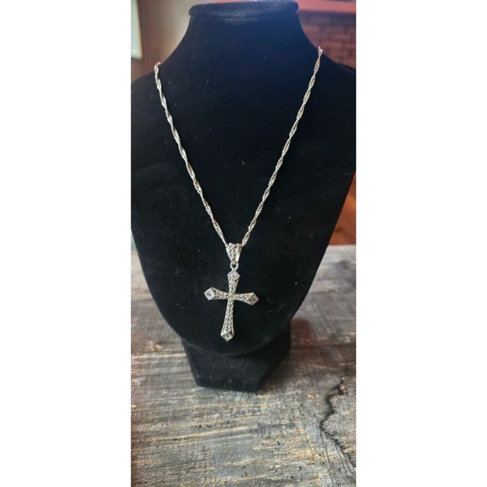 925 silver cross 30" necklace